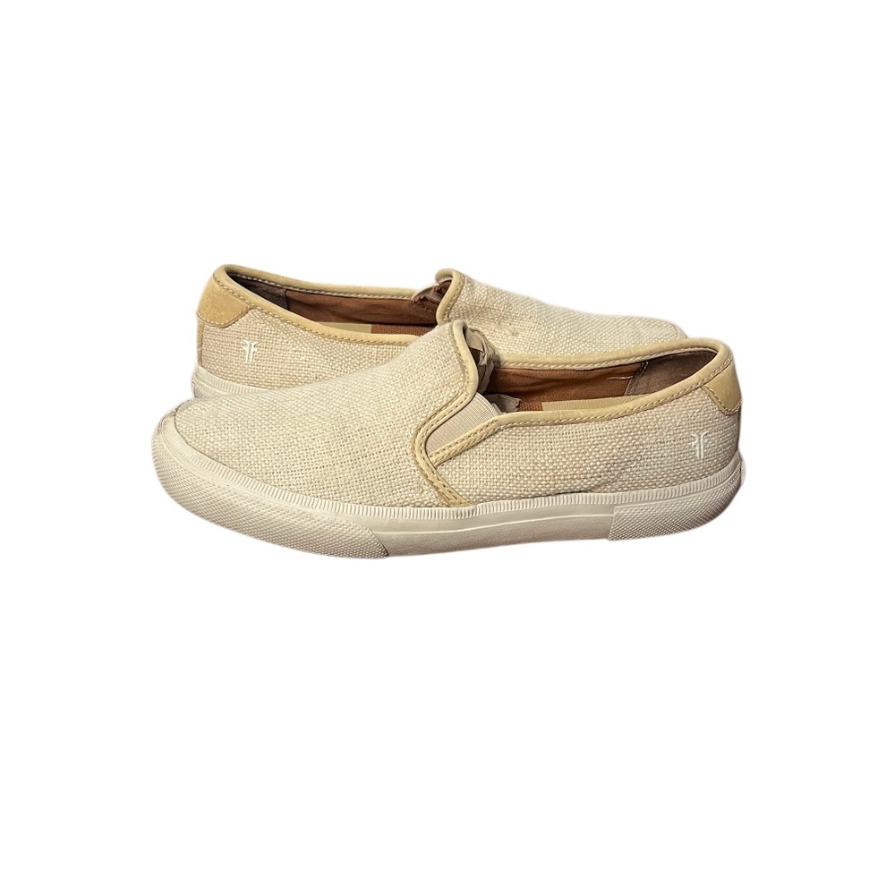 FRYE Gia Canvas Slip On Shoes Sneakers Textured Beige Rubber Outsole Size 6